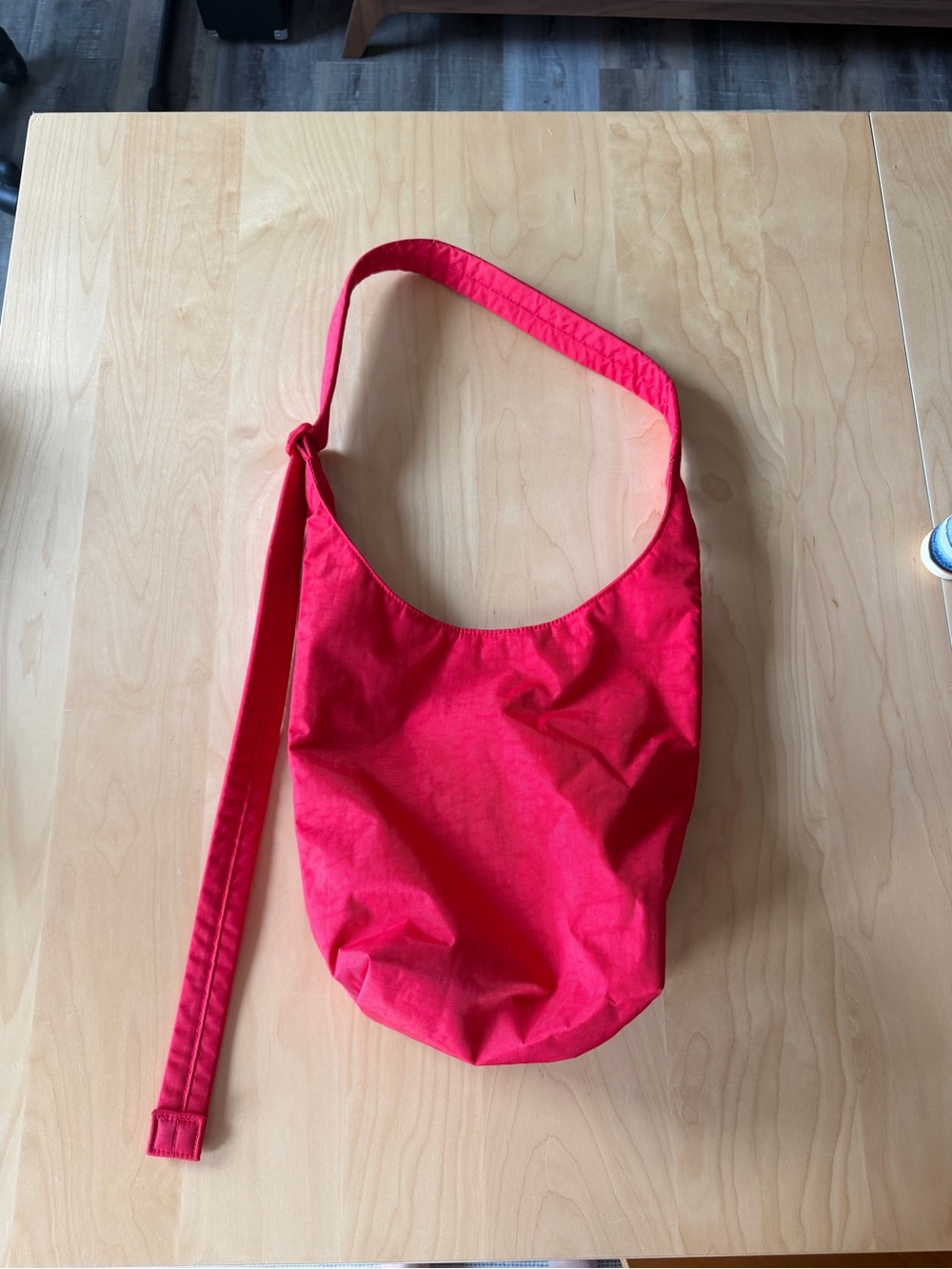 Baggu Red bucket bag with strap